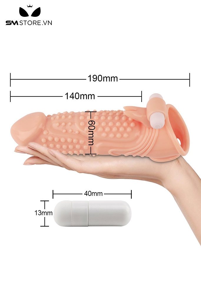 SMT471 - Bao cao su đôn dên có gai rung 2 động cơ dài 19 cm