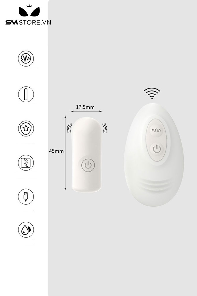 SMT1135 - Trứng rung mini điều khiển từ xa dùng sạc dài 17.5mm