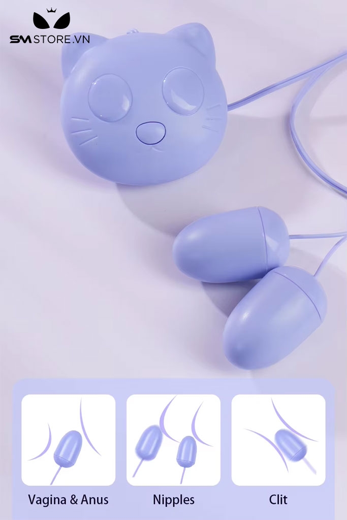 SMT1517 - Trứng rung 2 đầu mini 10 chế độ con mèo kích thích 3 điểm