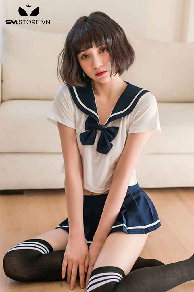 SMS034 - Bộ đồ ngủ cosplay nữ học sinh áo croptop với chân váy ngắn