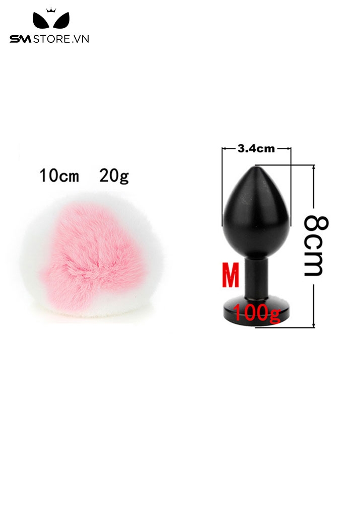 SMT057 - butt plug đuôi thỏ cosplay có phích cắm silicon hình thoi