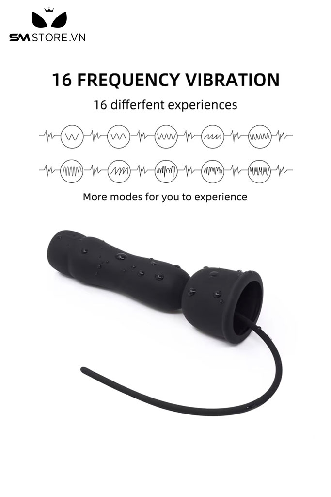 SMT433 - Sounding que rung niệu đạo silicon màu đen dài 34cm