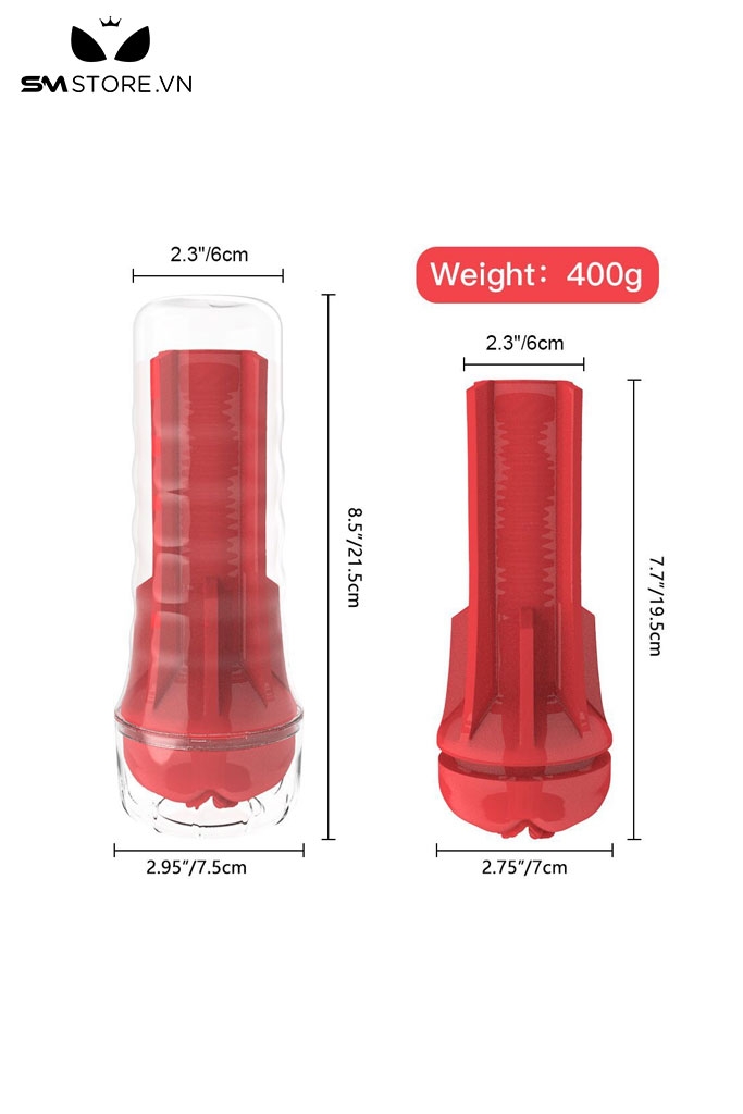 SMT2081 - Cốc thủ dâm silicon hình âm đạo giả trong suốt dài 21.5cm