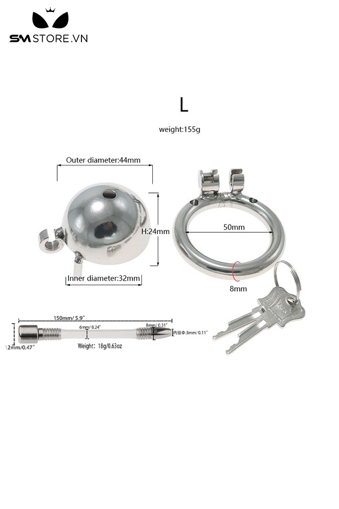 SMT289 - Khóa dương vật inox không gỉ dạng lồng kín có 4 size