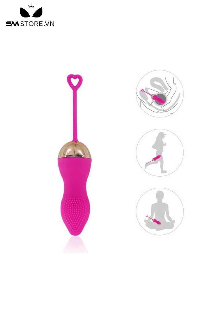 SMT530 - Trứng rung silicon gai có dây màu hồng dài 8cm sạc pin