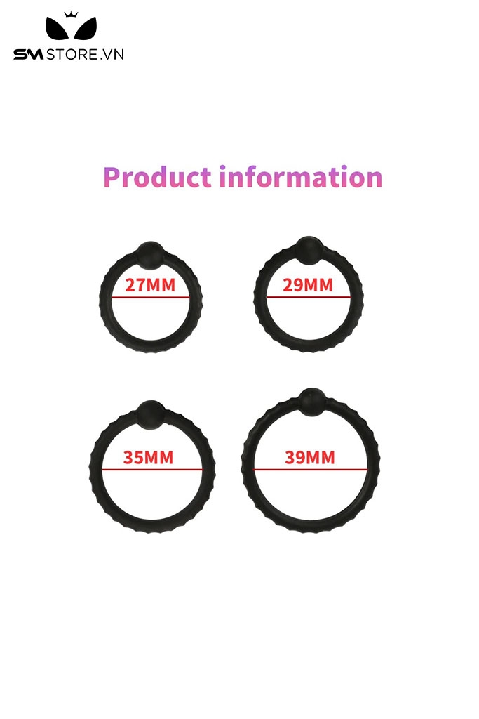SMT626 - Combo 4 vòng đeo dương vật cao su gắn 1 viên bi
