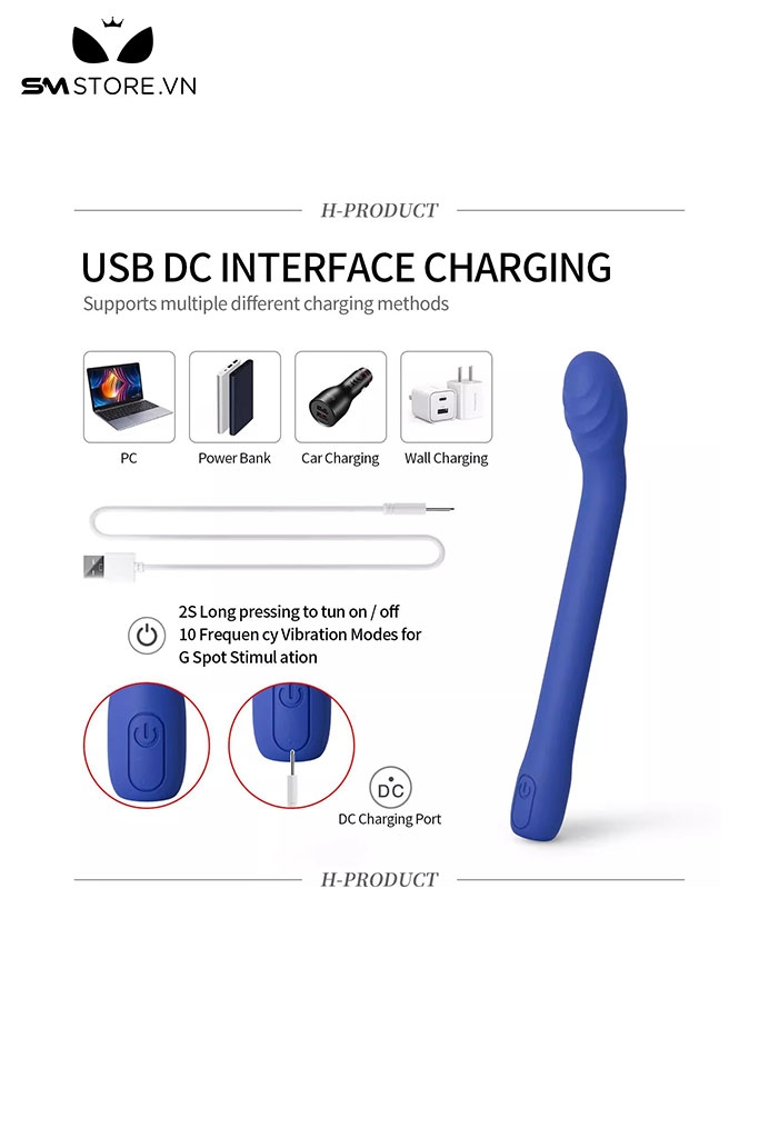 SMT1179 - Máy rung xanh silicon mềm có 10 tần số kích thích điểm G