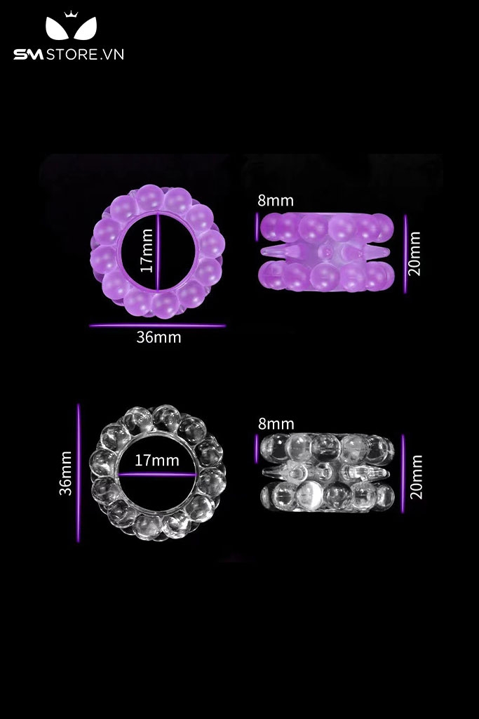 SMT567 - Vòng đeo dương vật bi gai silicon co giãn tốt đường kính 17mm