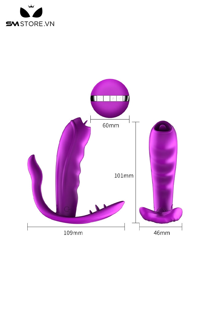 SMT745 - Dương vật giả rung có lưỡi sạc điện dài 110mm màu tím