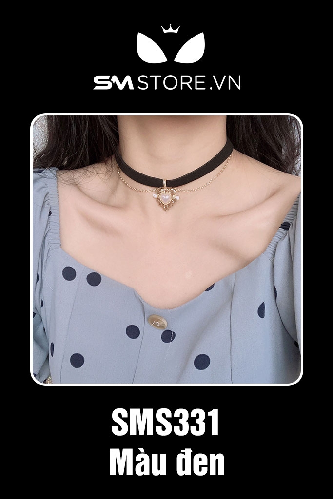 SMP005 - vòng cổ choker mặt dây hình trái tim phong cách retro