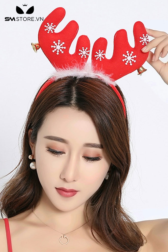 SMP081 - bờm cài tóc noel sừng tuần lộc đáng yêu