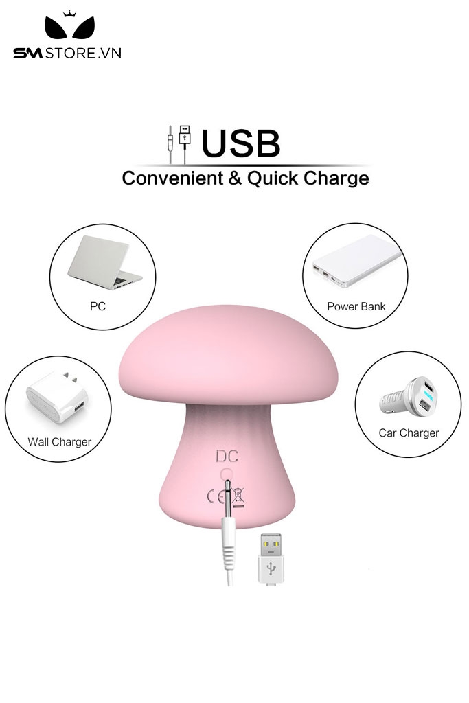 SMT1526 - Trứng rung mini ngụy trang cây nấm hồng sạc USB