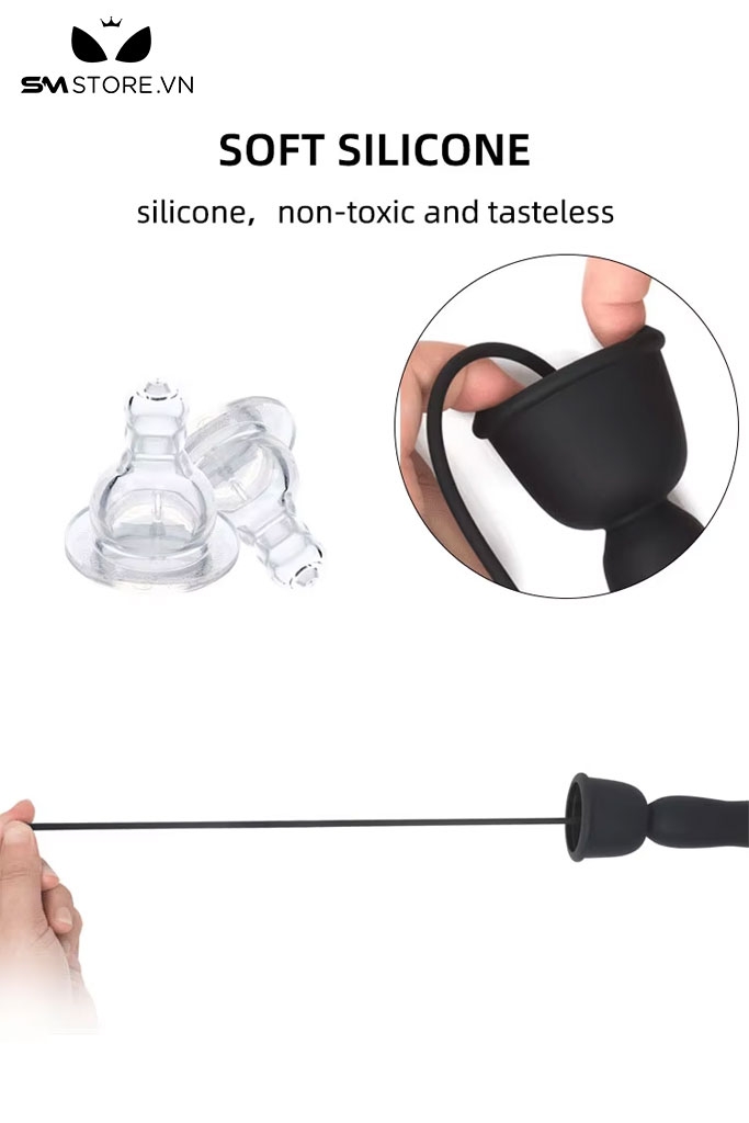 SMT433 - Sounding que rung niệu đạo silicon màu đen dài 34cm
