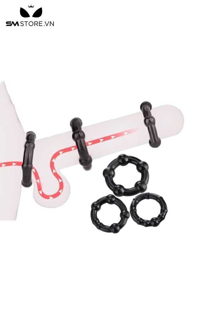SMT159 - Vòng đeo dương vật có bi nhựa combo gồm 3 vòng