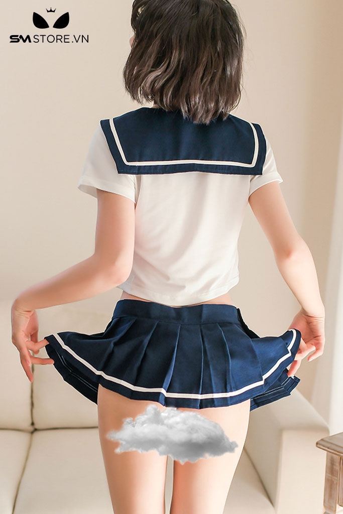 SMS034 - Bộ đồ ngủ cosplay nữ học sinh áo croptop với chân váy ngắn