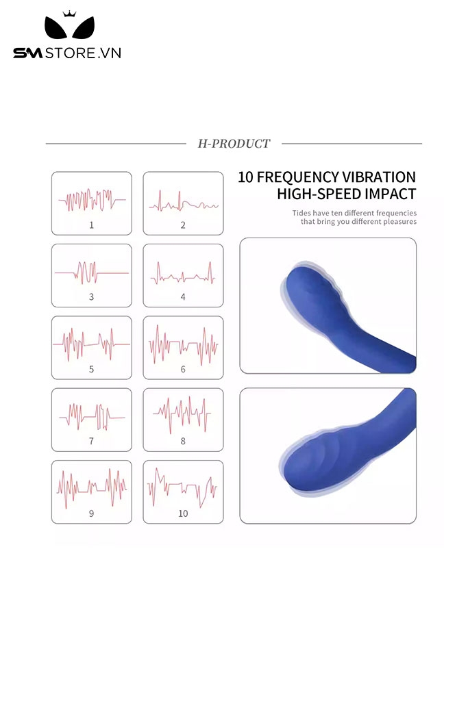 SMT1179 - Máy rung xanh silicon mềm có 10 tần số kích thích điểm G