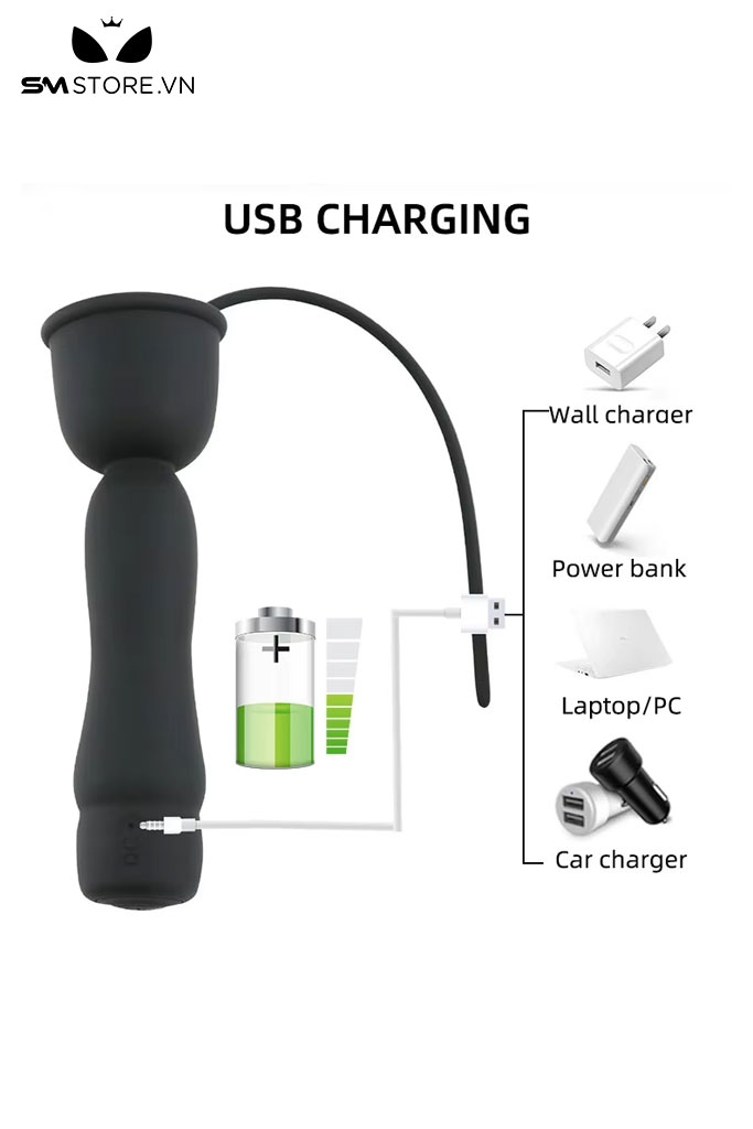 SMT433 - Sounding que rung niệu đạo silicon màu đen dài 34cm