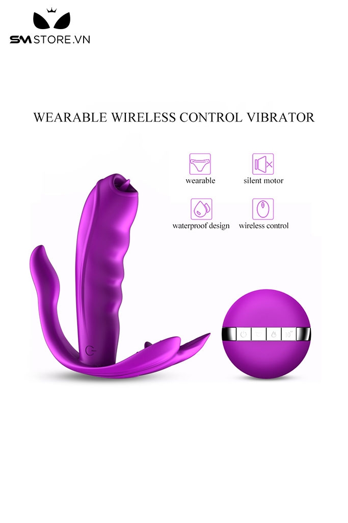 SMT745 - Dương vật giả rung có lưỡi sạc điện dài 110mm màu tím