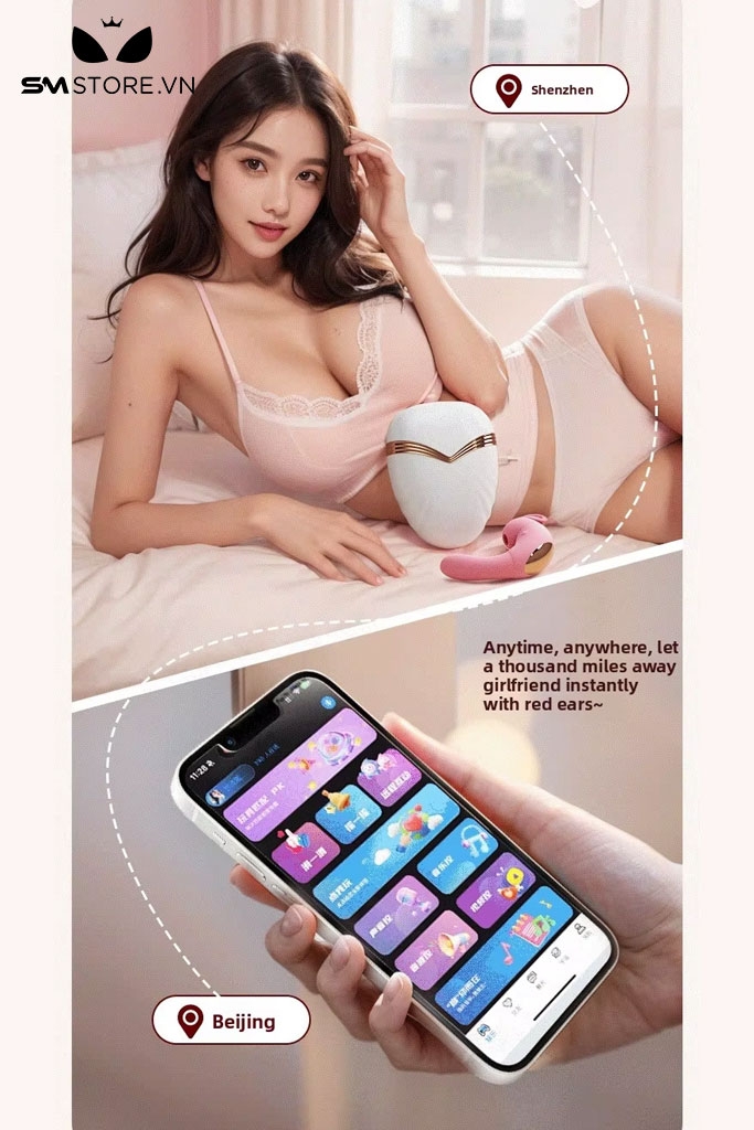 SMT495 - Máy rung hút 2 đầu silicon hình con thỏ sạc điện dài 14cm