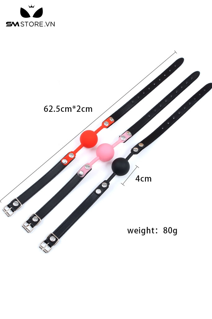 SMT022 - ball gag silicon đường kính 4cm 3 màu đen đỏ hồng