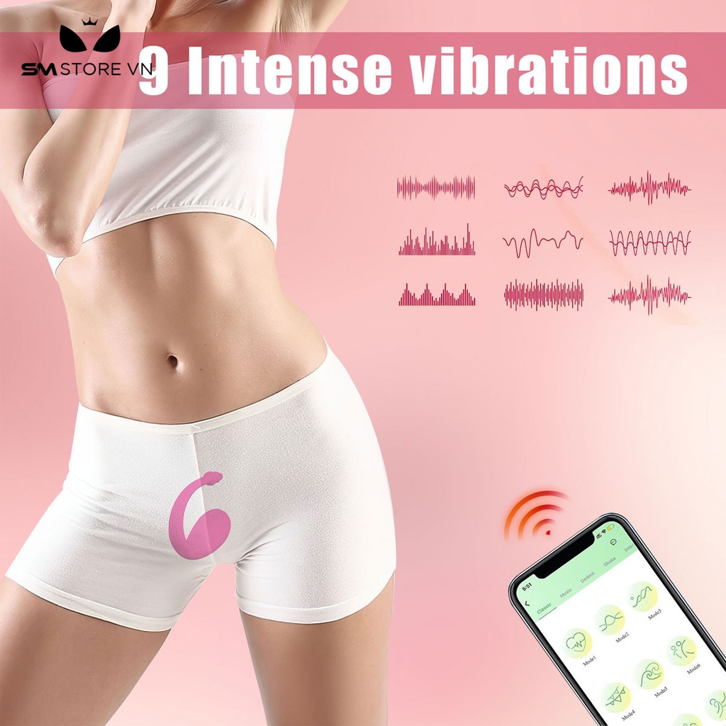 SMT1522 - Trứng rung 2 đầu điều khiển APP 9 chế độ sạc điện