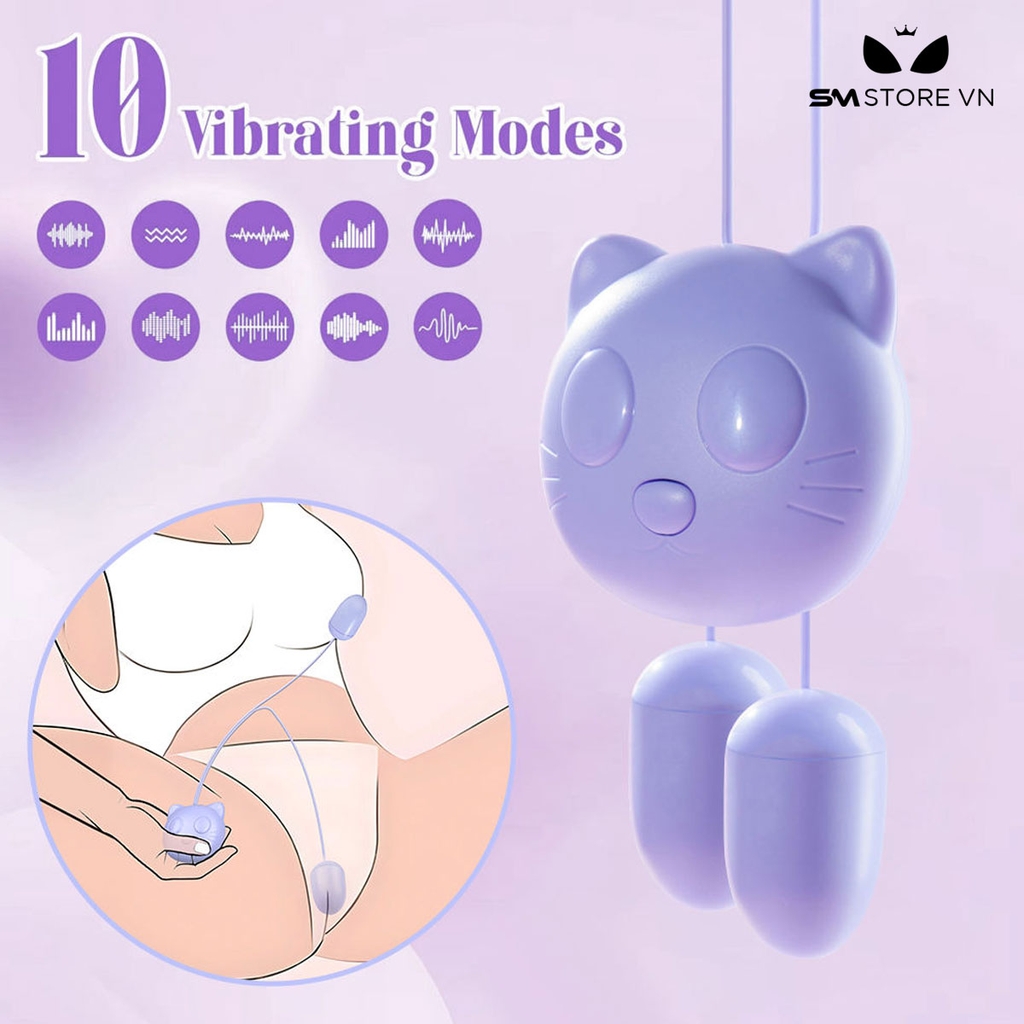 SMT1517 - Trứng rung 2 đầu mini 10 chế độ con mèo kích thích 3 điểm