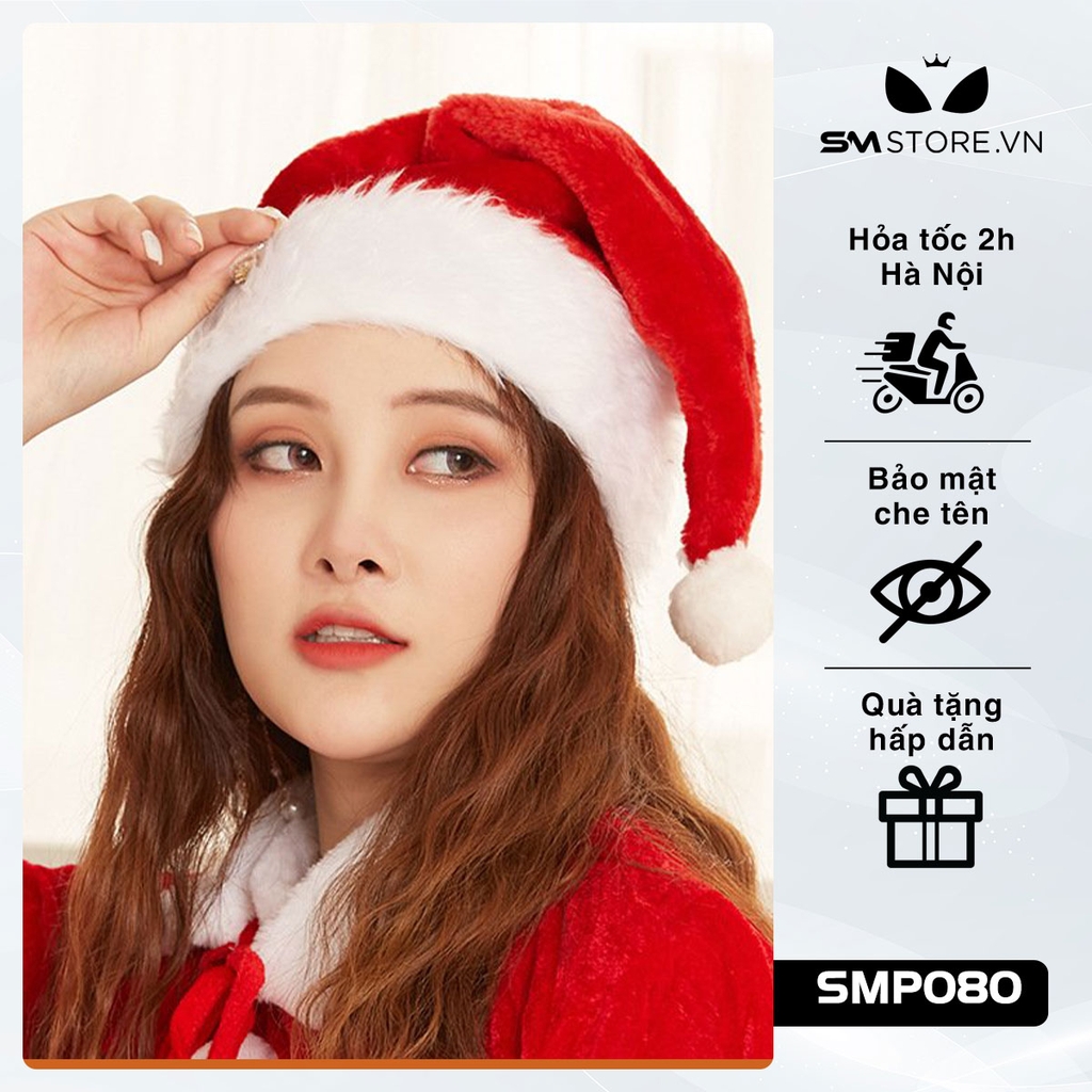 SMP080 - Mũ ông già noel, nón giáng sinh vải nhung cao cấp