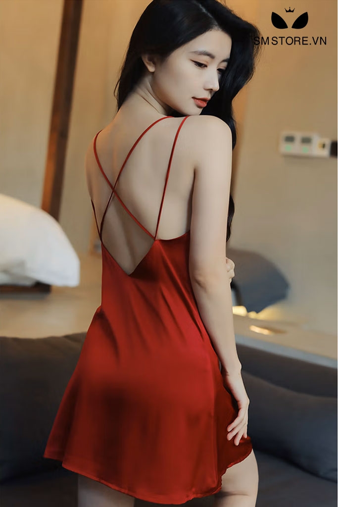 SMS046 - Váy ngủ 2 dây hở lưng đan dây sexy gợi cảm quyến rũ chồng