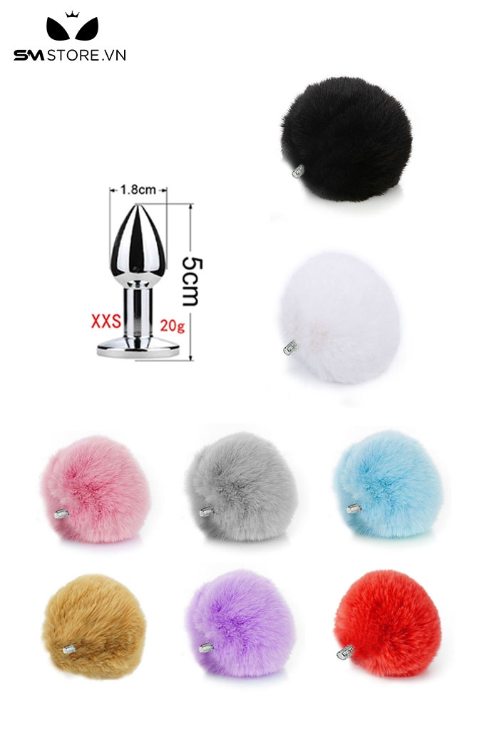 SMT051 - butt plug cosplay đuôi thỏ có phích cắm hình thoi 4 size