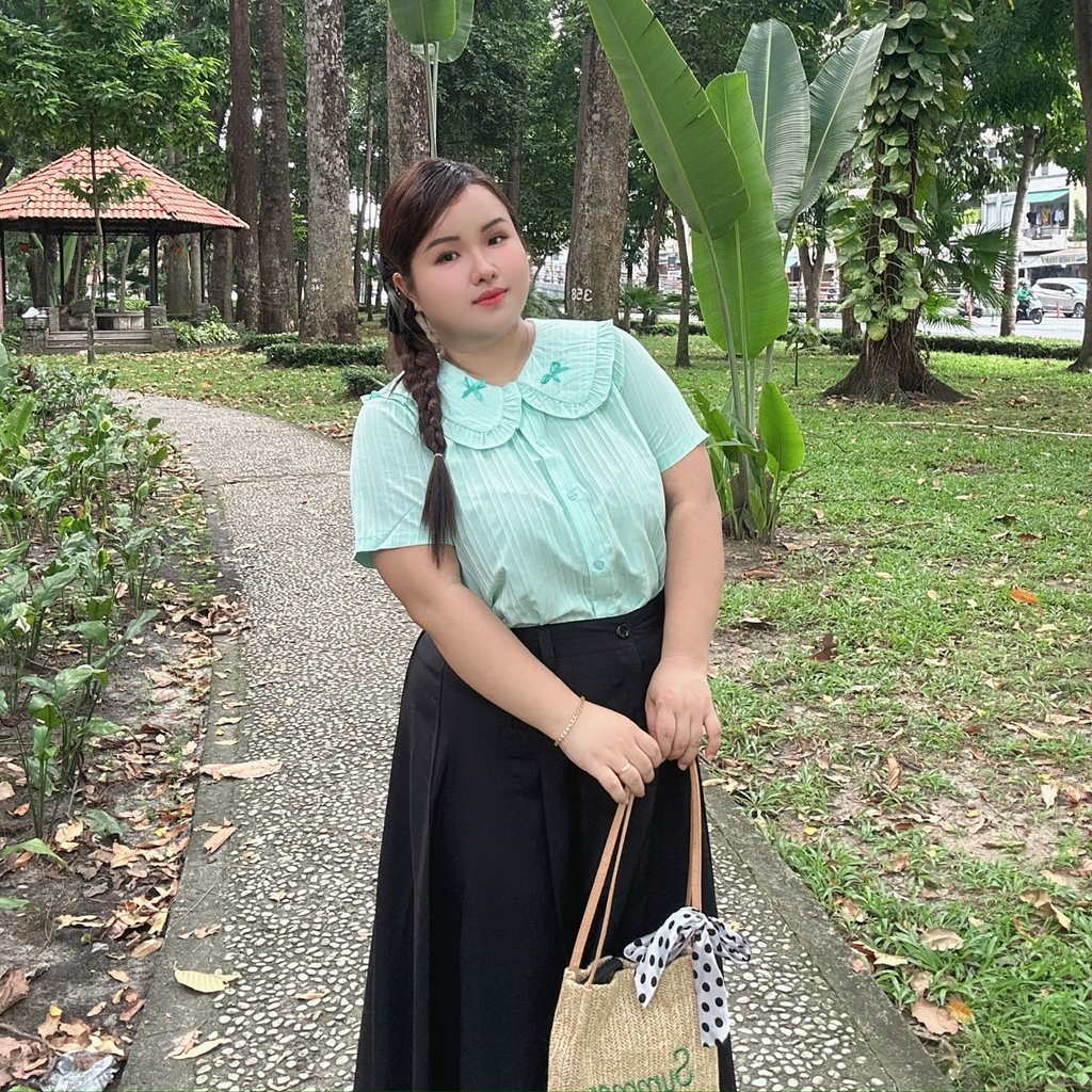 Aó sơ mi bigsize 60kg - 90kg vải gân sọc nơ cổ phù hợp mặc đi làm đi học