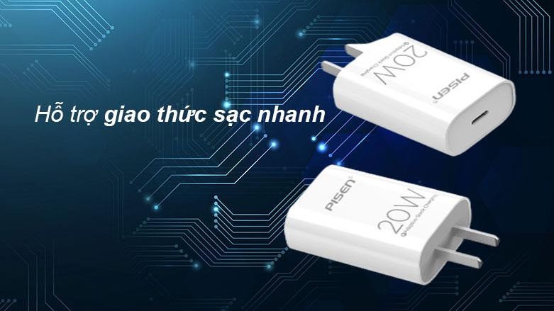 Củ (Cốc) sạc điện thoại nhanh Pisen TS C135 cổng C 20W