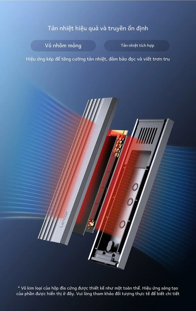 Hộp(Box) đựng ổ cứng M2 NVME Lexar E300 Cổng Type C 10Gbs biến ổ cứng NVME thành ổ cứng di động