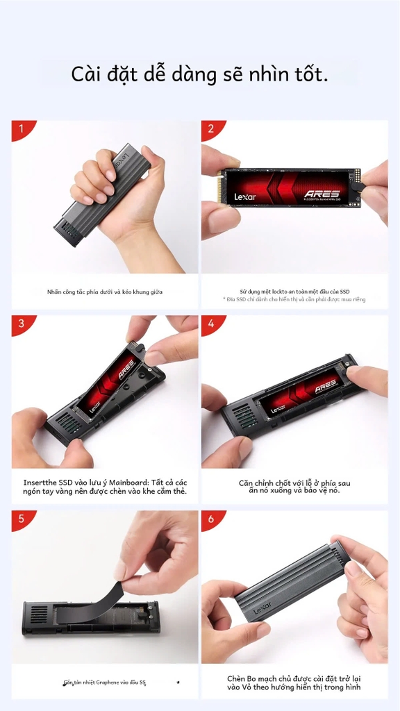 Hộp(Box) đựng ổ cứng M2 NVME Lexar E300 Cổng Type C 10Gbs biến ổ cứng NVME thành ổ cứng di động