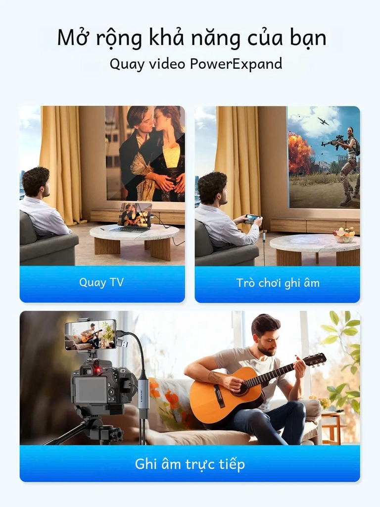 Thẻ ghi hình video Capture Hdmi sang Usb Type C 2 in 1 -Đầu ghi hình Video Capture dùng để livestream....