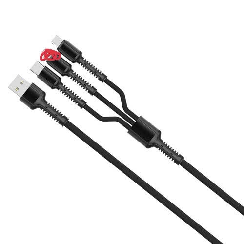Cáp sạc điện thoại 3 đầu Ịphone /Type C / Micro B LDNIO LC93 cổng USB dài 1.2m màu xám