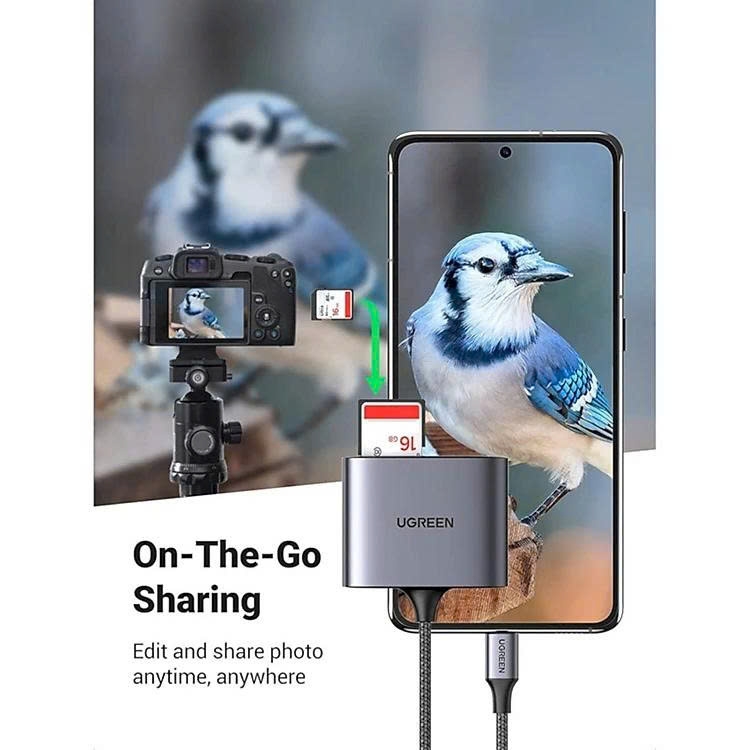 Ugreen Đầu đọc thẻ SD/TF kèm OTG USB Type C Ugreen CM387 80798 vỏ nhôm cao cấp