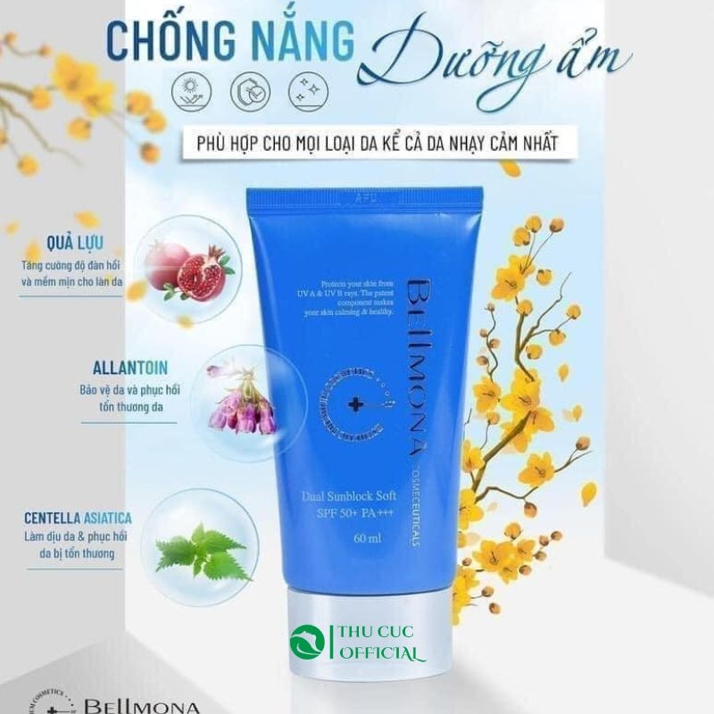 Kem chống nắng Bellmona Dual Sunblock Soft SPF50 60ml - Dưỡng ẩm, kiềm dầu