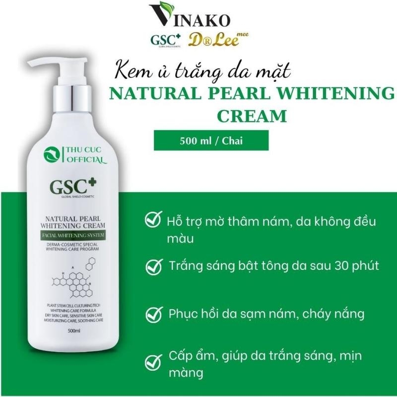 Kem Ủ Trắng Da Mặt GSC+ Natural Pearl Whitening Cream 500ml