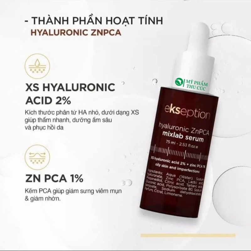 Serum Ekseption Hyaluronic ZnPca Mixlab 75ml - giảm mụn kiềm dầu