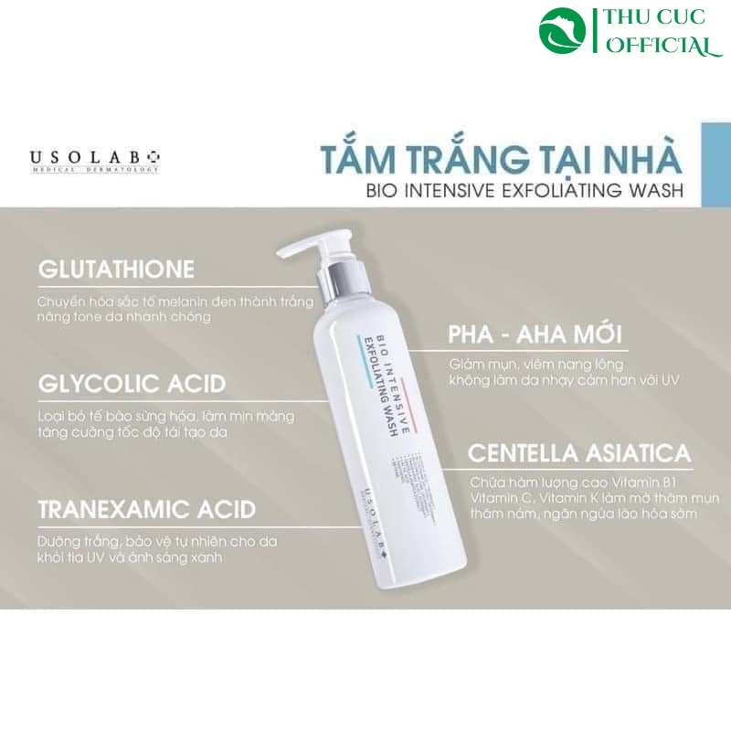 Sữa Tắm trắng da Usolab Bio Intensive Exfoliating Wash 250ml
