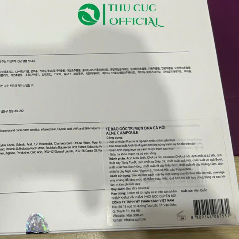 Tế bào gốc mụn DNA cá hồi KBA
