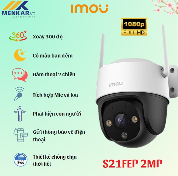 Camera Cruiser SE Imou S21FEP 2MP, Quay quét ngoài trời, đàm thoại 2 chiều, hồng ngoại 30m, tích hợp đèn và còi