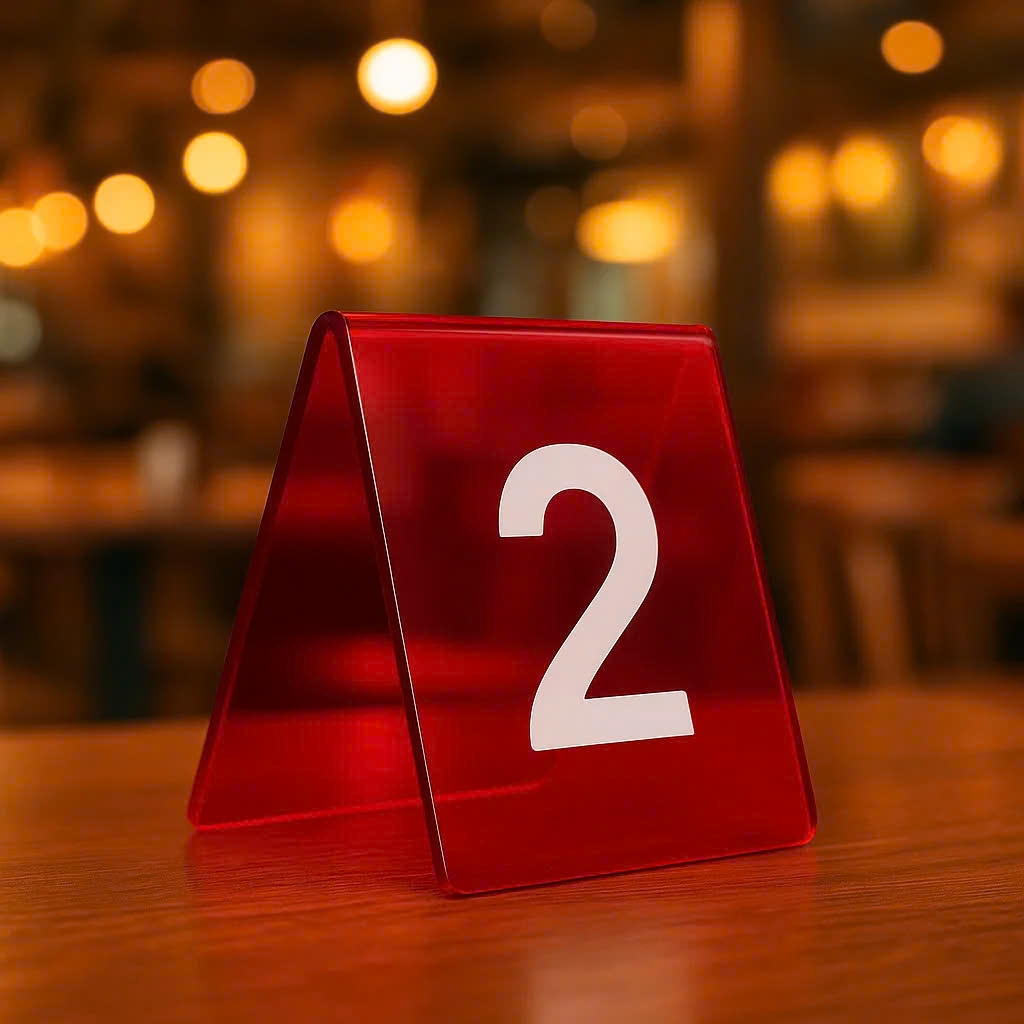 Combo 10-50 Thẻ số để bàn mica, dày 2mm, dùng cho quán ăn, Cafe, nhà hàng, tiệc sinh Nhật, cưới, thiết kế theo yêu cầu