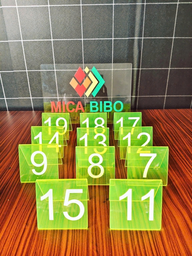 Combo 10-50 Thẻ số để bàn mica, dày 2mm, dùng cho quán ăn, Cafe, nhà hàng, tiệc sinh Nhật, cưới, thiết kế theo yêu cầu