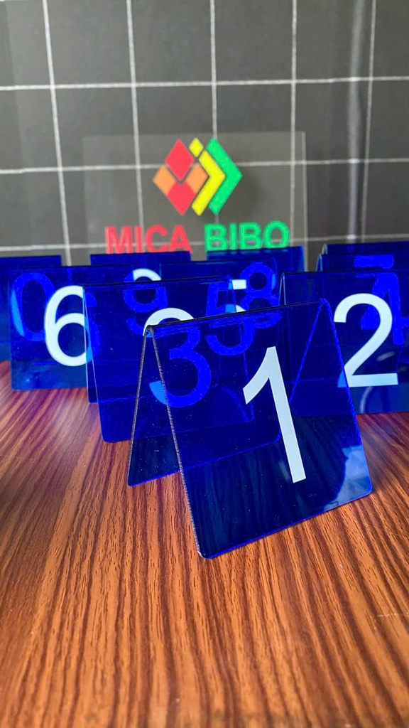 Combo 10-50 Thẻ số để bàn mica, dày 2mm, dùng cho quán ăn, Cafe, nhà hàng, tiệc sinh Nhật, cưới, thiết kế theo yêu cầu