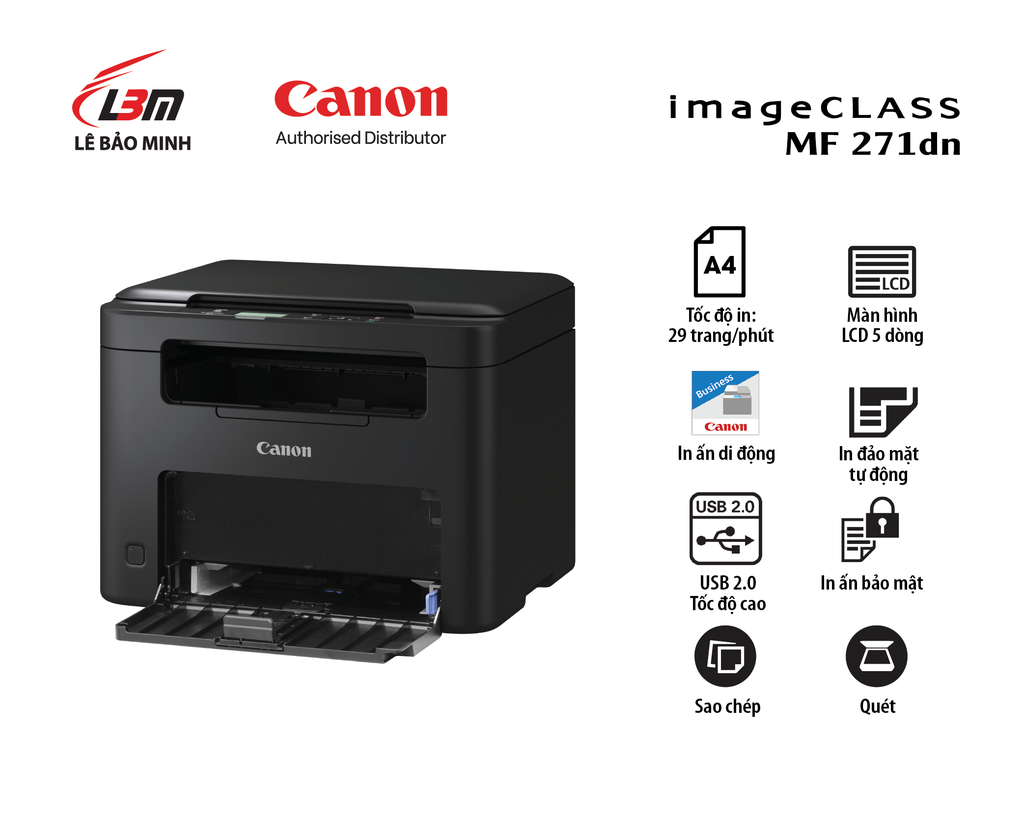 Máy In Canon MF 271Dn (Máy In Laser Đen Trắng/ Đa Năng/ 2 Mặt)