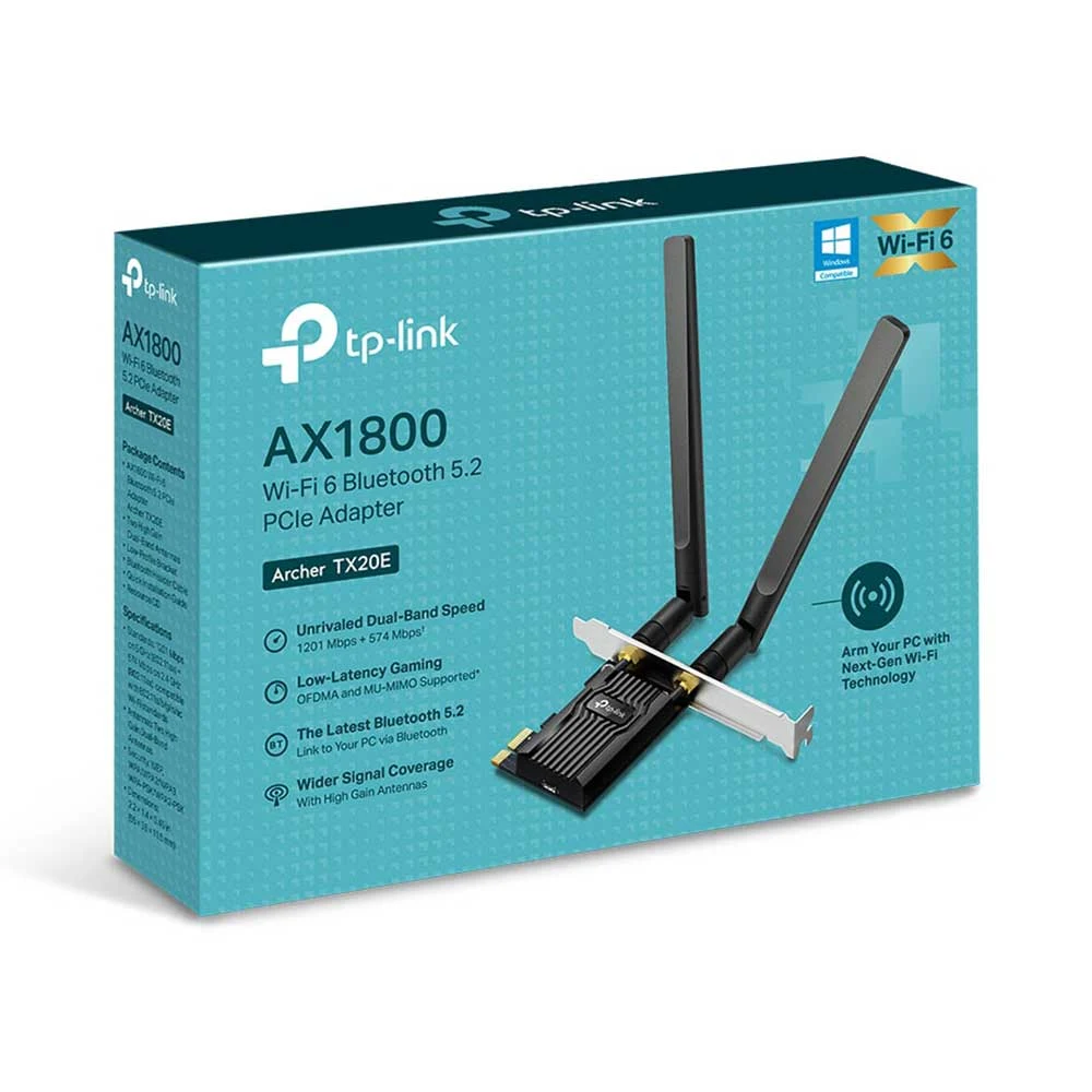 Card Wifi AX1800 Wi-Fi 6 Bluetooth 5.2 PCIe Adapter TPLINK Archer TX20E