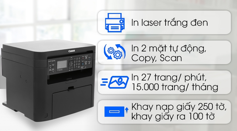 Máy In Canon MF241D (Máy In Laser Đen Trắng, Đa Năng In/ Scan/ Copy/ 2 Mặt)