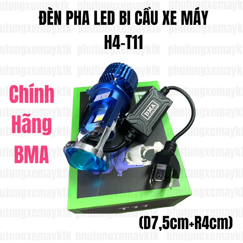 [Chính hãng led BMA] PHA LED BI CẦU XE MÁY T11-H4-BMA-DPL SÁNG TRẮNG(55W-DC9-60V).