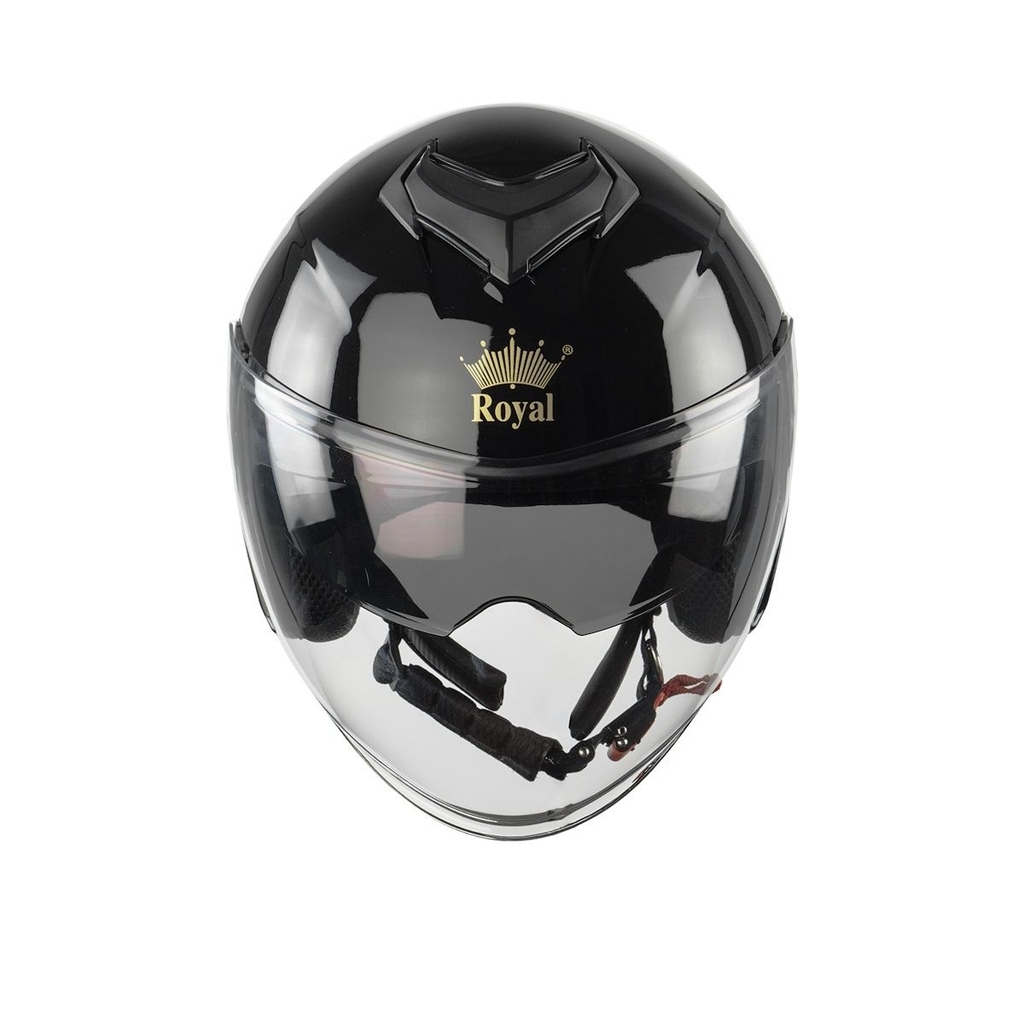 Mũ bảo hiểm 3/4 Royal M789 2 kính – Màu đen bóng, chính hãng Royal Helmet